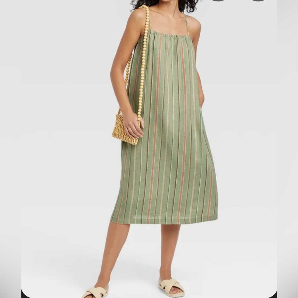 A New Day Green and Orange Striped Dress